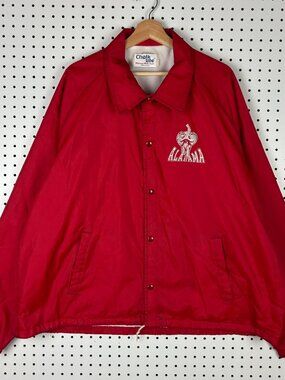 Alabama Crimson Tide Windbreaker Jacket 3XL Chalk Line Red Snap Button Lined 90s